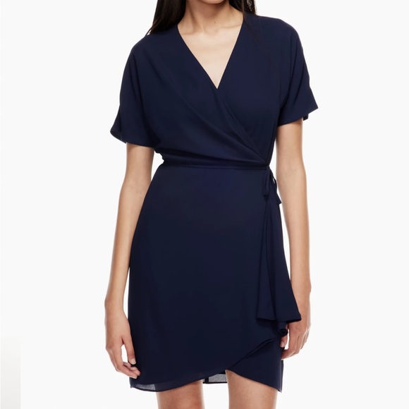 ✨SOLD✨ Babaton Wallace Wrap Dress Navy– XS - Picture 2 of 9